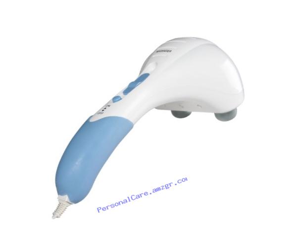 iComfort IC0943 Hand Held Body Massager, Double Head with 3 Interchangeable Massage Head Types, White