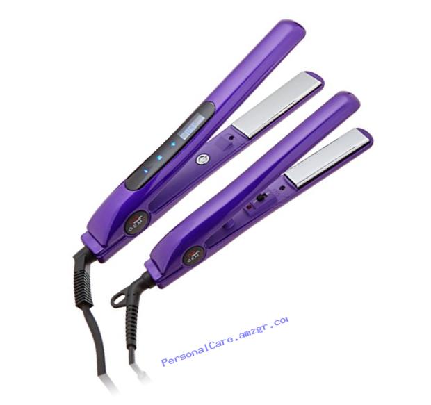 CHI Smart Gemz Volumizing Zironium Titanium 1 Inch Amethyst Metallic Foil Hairstyling Iron with 3/4 Inch Travel Iron, Hair Clips and Thermal Pouch