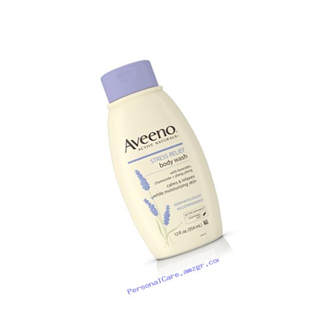 Aveeno Stress Relief Body Wash With Lavender, Chamomile And Ylang-Ylang Oils, 12 Fl. Oz. (Pack of 3)