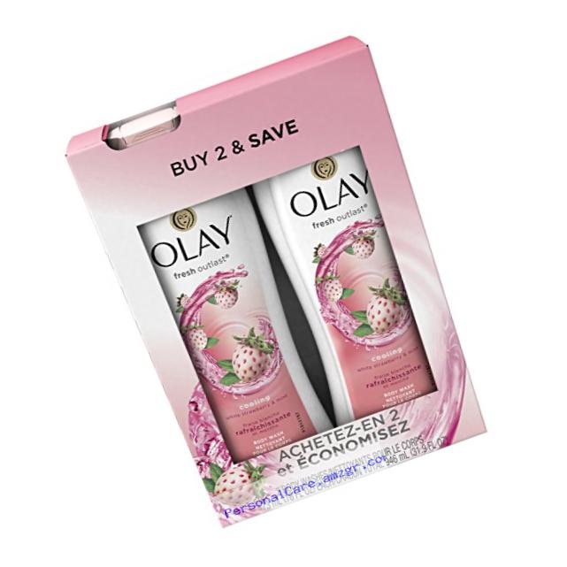 Olay Fresh Outlast Cooling White Strawberry & Mint Body Wash for Women, 31.9 Fl Oz, 2 Count
